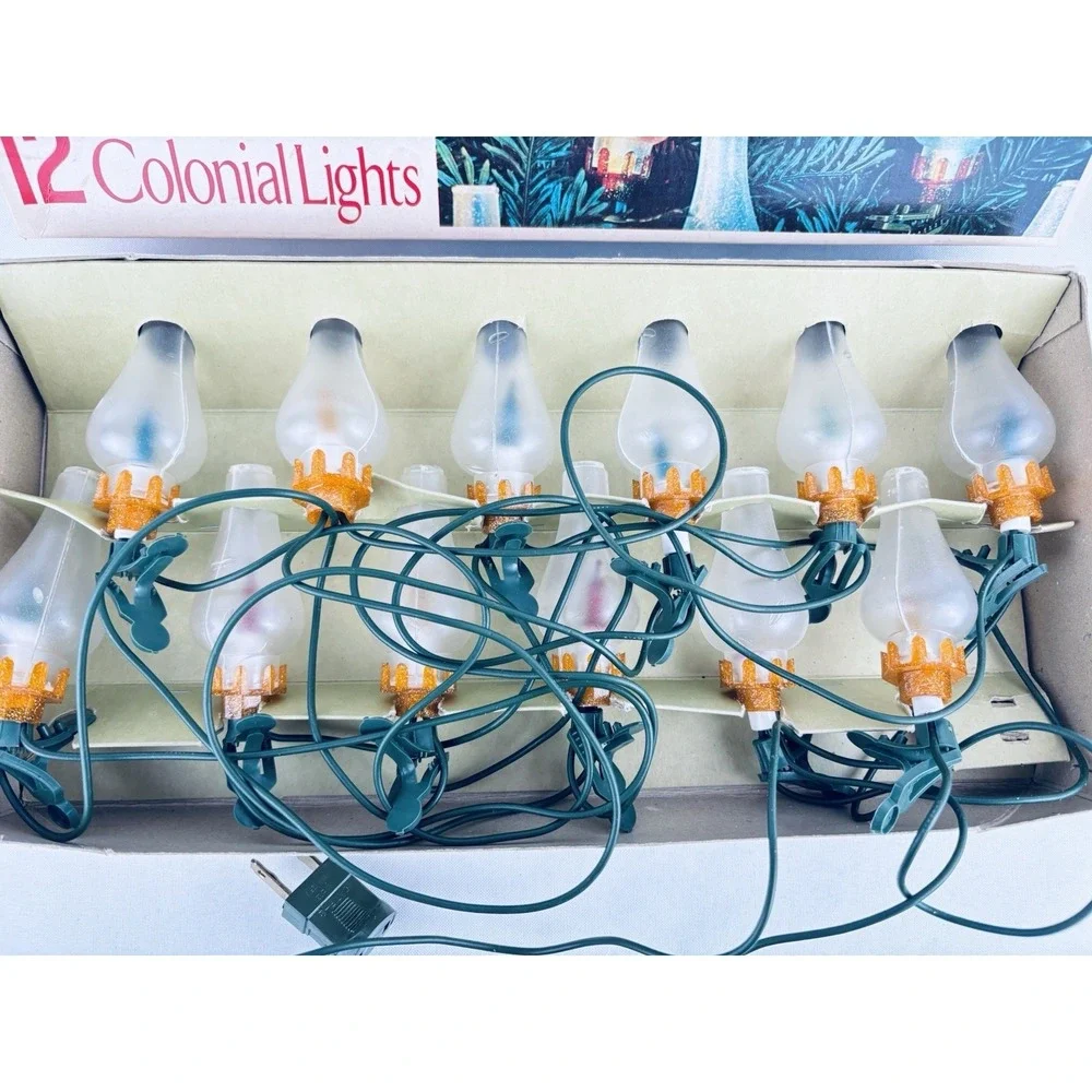Vintage GE Christmas Merry Midget 12 Colonial String Lights Lanterns Multi Color